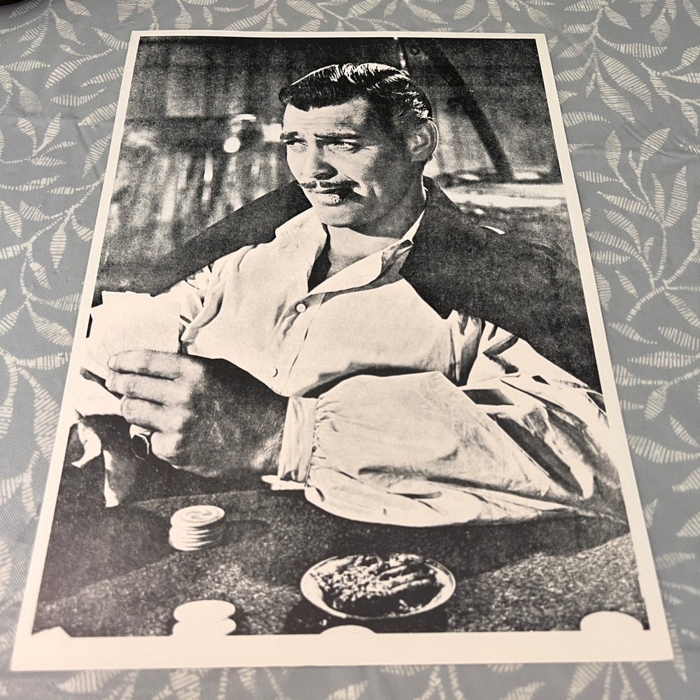 Clark Gable Vintage Black and White Poker Gambling Scene Art Print 10x14
